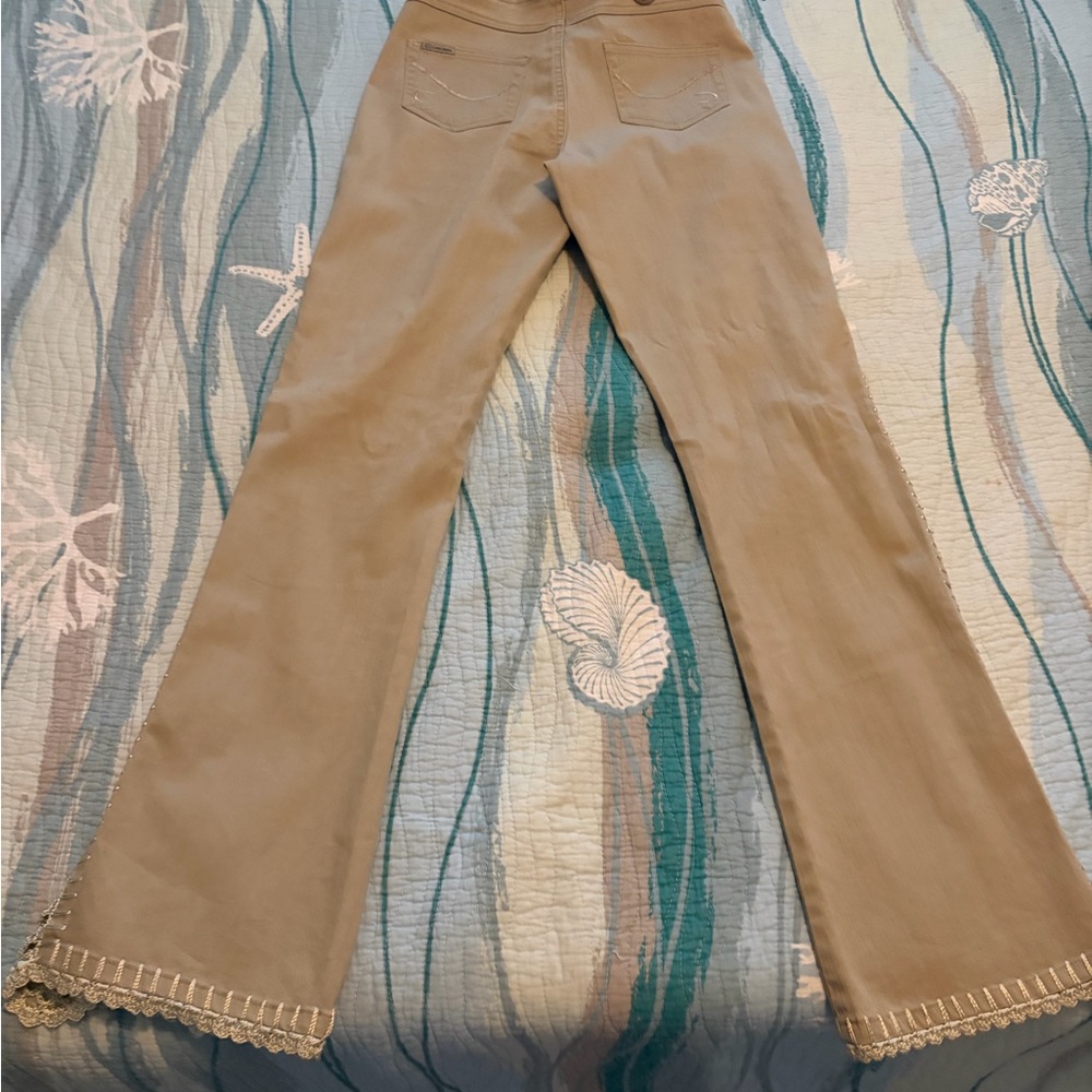 Vintage Crest Tan Embroidered Flare Pants - Picture 3 of 14